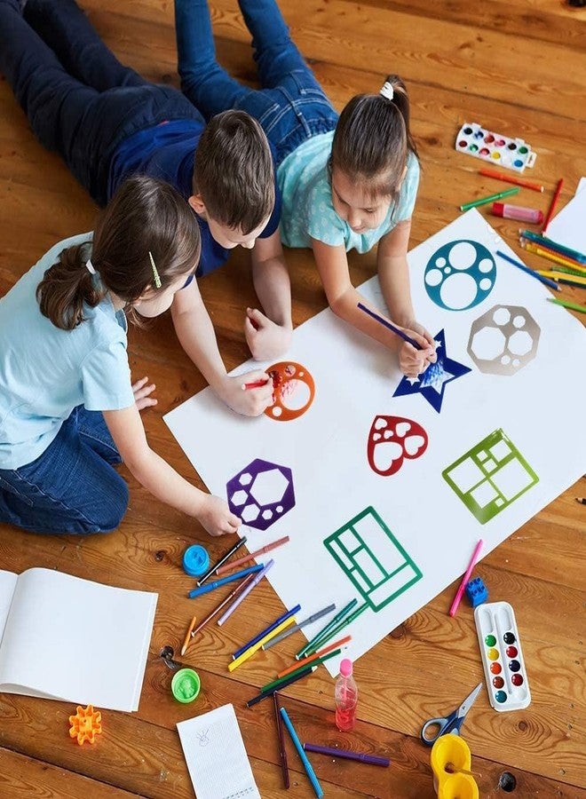 Curious Button 12 Pieces Geometric Stencils Template Set for Kids |Simple Drawing Stencils Wooden MDF Template for Toddlers Preschooler Learning Tool (Without Colour only Wood Colour,5 in) - Image 4